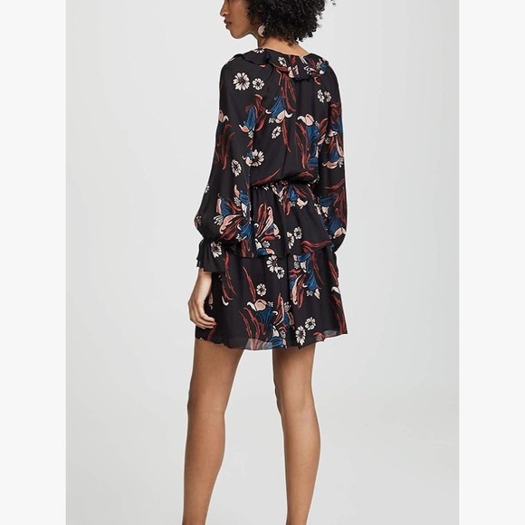 Joie Nour dress 100% silk floral ruffle mini dress size Medium - Picture 3 of 11